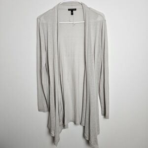 Eileen Fisher Open Front‎ Cardigan Size Small Tunic Length Silk Linen Beige READ
